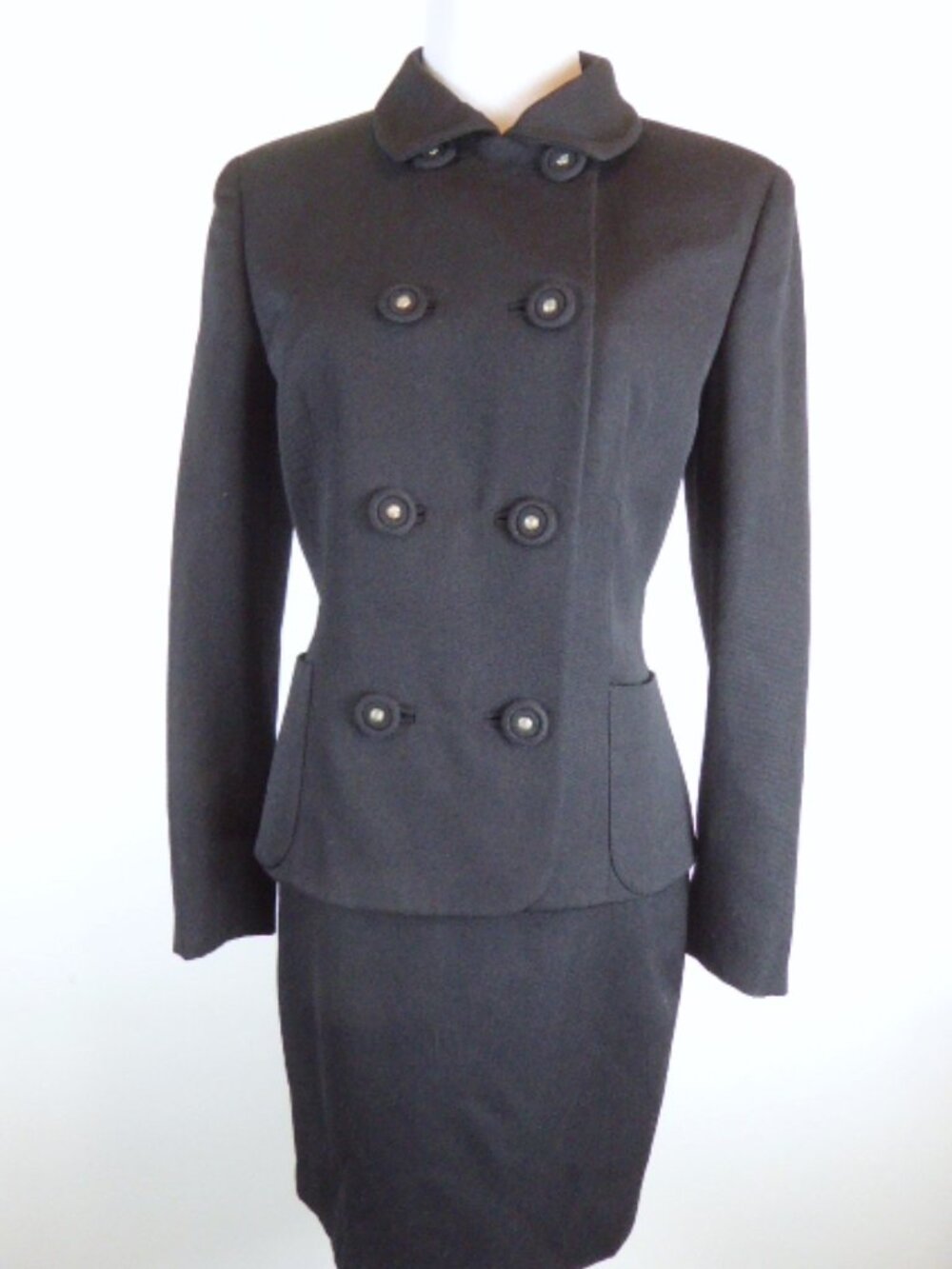 GIANNI VERSACE 2 Pc jacket skirt SUIT 4 i40 vintage fitted classic logo buttons